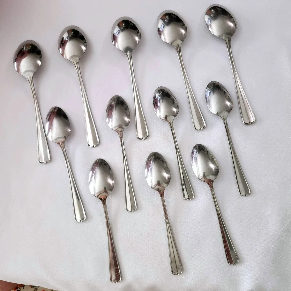 12 pc Oneida GALA IMPULSE Glossy Stainless 5 Soup Spoons 7 Teaspoons Replacement